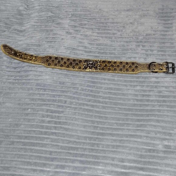 NEW size Large Vegan Leather Spiked Bullet Nail Collar with Skull & Crossbones - Picture 6 of 6